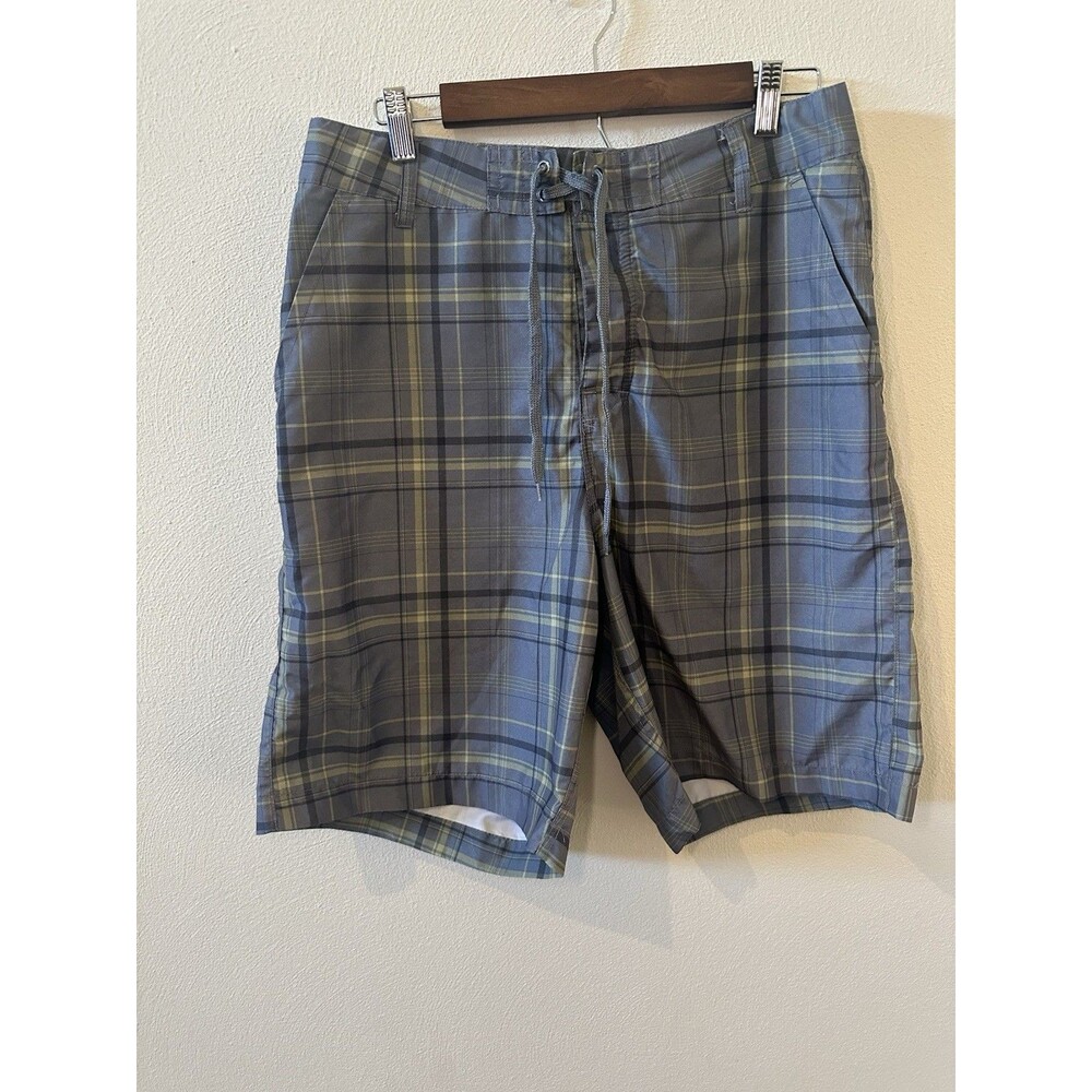 Kanu Board Shorts Multicolor Plaid Polyester Madras Mens Waist 32 beach surf